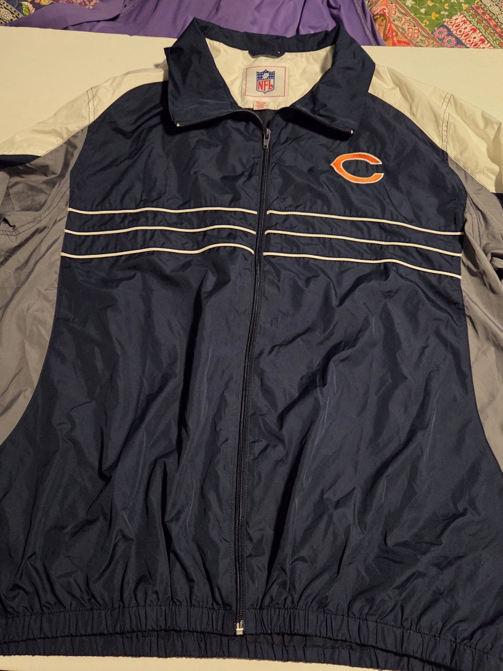 Nike Men’s Navy and Gray Windbreaker with Orange Logo